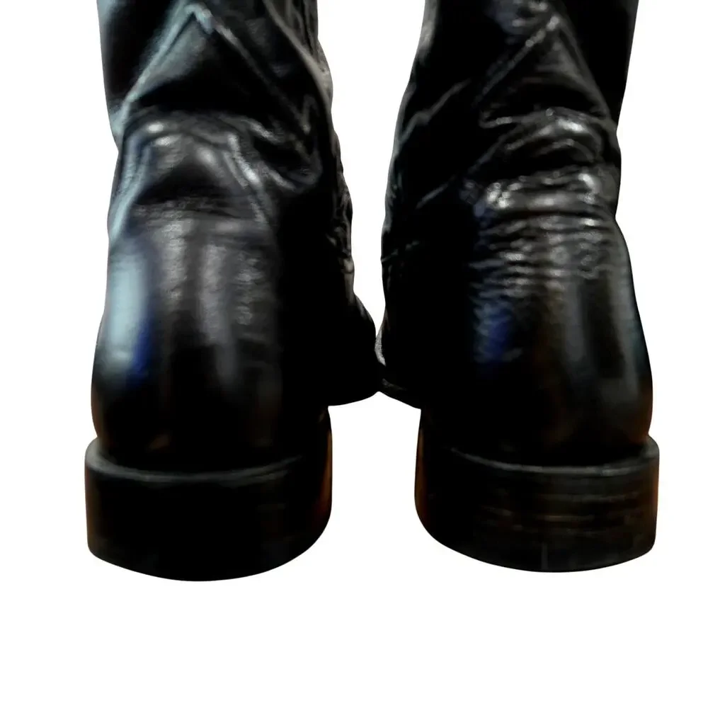 Cuero Handcrafted Black Leather Boots Western Rodeo‎ Cowboy Size 10 D  # C-940